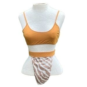 ICON SWIM bikini high waist high cut cheeky brown/white